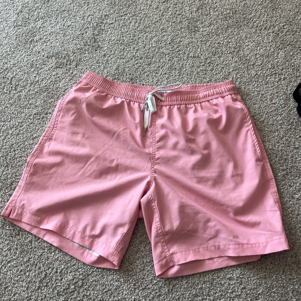 Men's Pink Swim Trunks with Drawstring Waist
